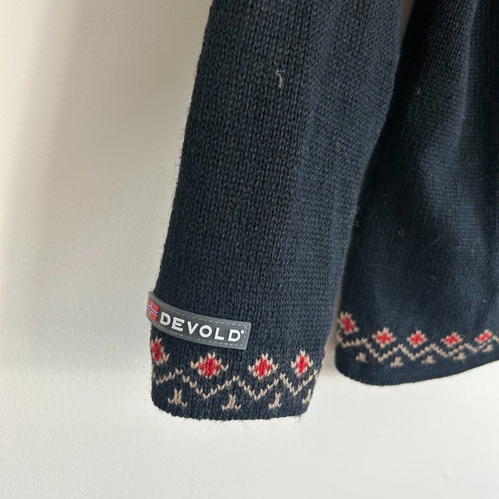 Devold Red Navy Fair Isle Half Zip Sweater Norwegian Size S - Picture 8 of 9